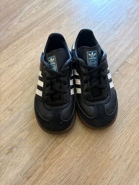 adidas Kids Black and White Three-Stripe Sneakers